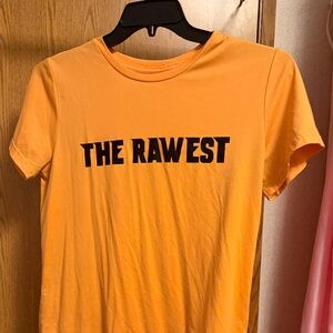 SHEIN Bright Orange Tee with Black 'THE RAWEST' Print
